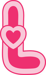 L Heart Alphabet Valentine Day Font