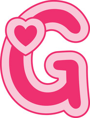 G Heart Alphabet Valentine Day Font