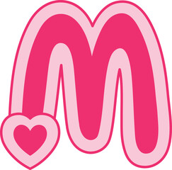M Heart Alphabet Valentine Day Font