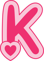 K Heart Alphabet Valentine Day Font