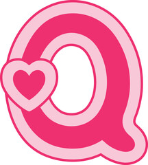 Q Heart Alphabet Valentine Day Font