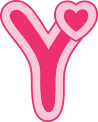 Y Heart Alphabet Valentine Day Font