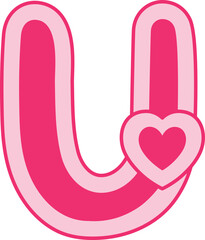 U Heart Alphabet Valentine Day Font