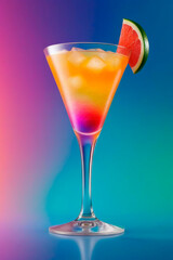 Mesmerizing iridescent cocktail. Summer cocktails with dynamic lighting.