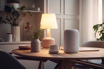 Home smart speaker. House computer ai voice control. Generate AI