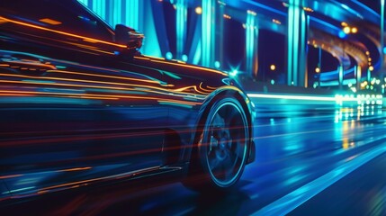 Timewarp Streets: A Hypnotic Blend of Modern Cars and Glowing Light Trails in a Night Time Hyperlapse