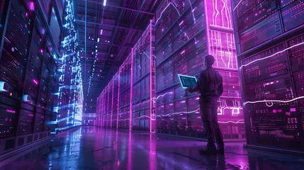 Fotobehang Futuristic D Concept Big Data Center Chief Technolo © Hassan