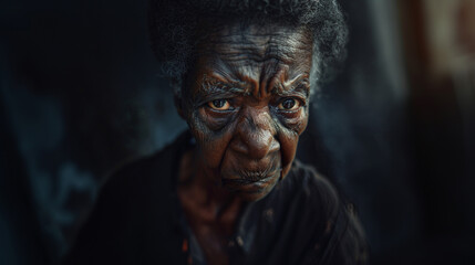 Obraz premium Portrait of an angry elderly woman. 