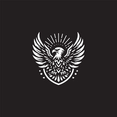 Black and white eagle logo vector illustration | Badge Design | flying eagle vector illustration| eagle design