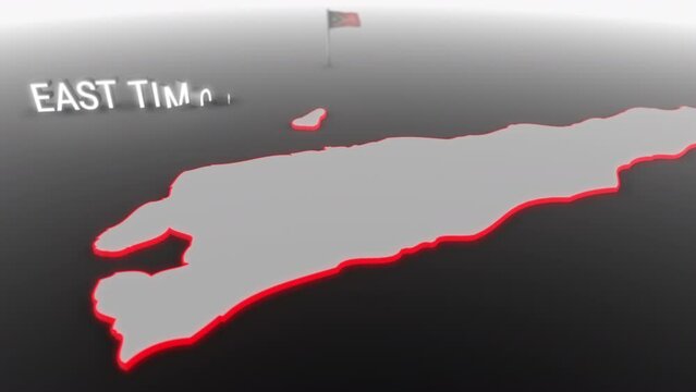 3d animated map of East Timor gets hit and fractured by the text &ldquo;Crisis&rdquo;