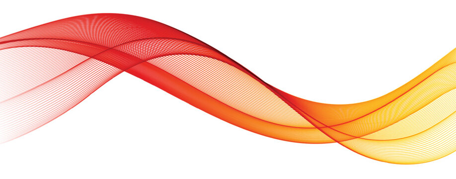Vector abstract lines wavy flowing dynamic in red and yellow colors isolated. Swirl lines element for concept technology, banner template with space for text, cover, poster, flyer, website © DesignStock98