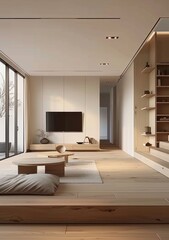 Fototapeta na wymiar house beautiful modern living room minimalist living room, in the style of japanese minimalism