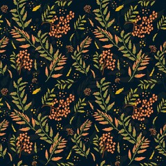 seamless pattern made of rowan branches 