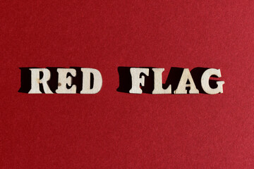 Fototapeta na wymiar Red Flag, words as banner headline isolated on red background