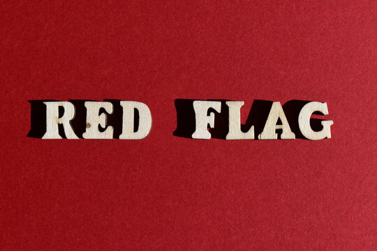 Red Flag, words as banner headline isolated on red background