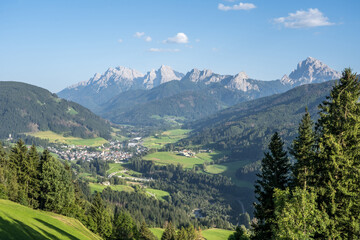 Fototapeta na wymiar Panoramic view of idyllic Dolomites mountain, South Tyrol, Italy