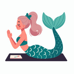 Mermaid Wear fitness outfits, doing exercise and yoga poses, Funny and Cool, Design for Yoga Lover, Svg Eps Vector illustration