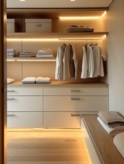 a clean and tidy look for your closet with lamps, dressing room