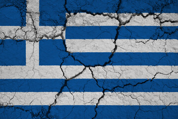 Fototapeta na wymiar Close-Up of a Wrinkled and Cracked Old Hellenic Republic Flag