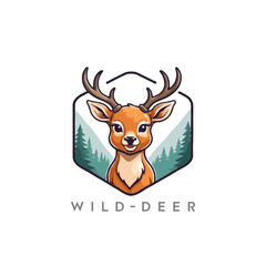 Simple Wild Deer Simple Mascot Style. Colorful Deer with shield logo.