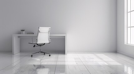 a modern minimalistic white toned modern office desk workspace,professional photograpy