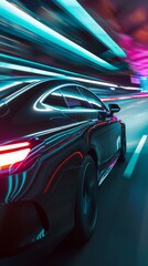 Timewarp Streets: A Hypnotic Blend of Modern Cars and Glowing Light Trails in a Night Time Hyperlapse
