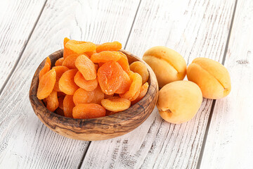 Dried apricot heap in the bowl