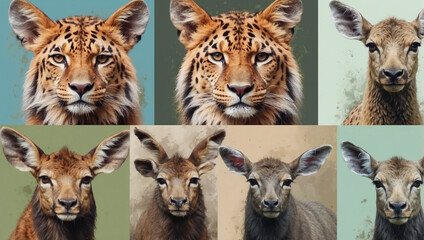 Fototapeta premium collage of wild animals