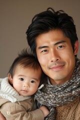Portrait of asian little kid and man