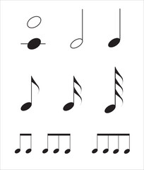 Music notes vector illustration. Music note icon set