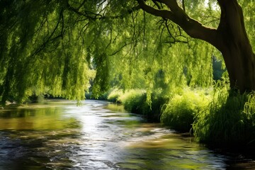 Whispering Willow Wonders Tranquil Riverbank Ben