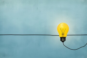 a light bulb with a wire - obrazy, fototapety, plakaty