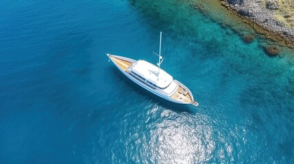 Fototapeta premium Luxury Yacht Sailing in Turquoise Waters