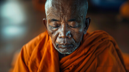 portrait of a Buddhist monk - obrazy, fototapety, plakaty