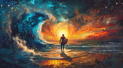 Gravitational wave surfer - obrazy, fototapety, plakaty