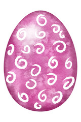 colorful watercolor easter egg with white ornament on white background