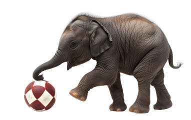 Elephant Playing Football isolated on transparent Background