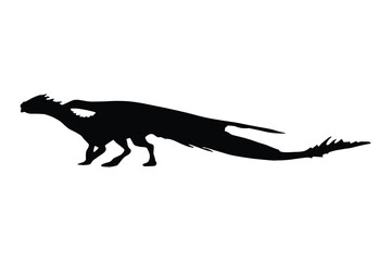 dragon silhouette vector isolated black on white background