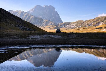 View of Campo Imperatore at sunset