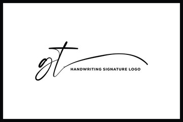 GT initials Handwriting signature logo. GT Hand drawn Calligraphy lettering Vector. GT letter real estate, beauty, photography letter logo design.