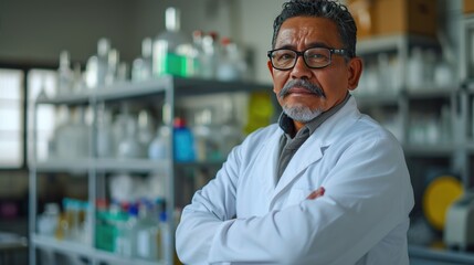 Portrait of a scientist in a white lab coat