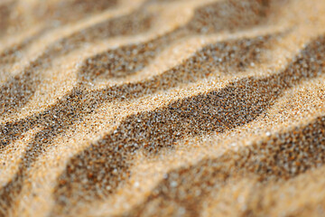 Fototapeta na wymiar Wavy sand pattern with shadow play. Desert texture for creative background and design with copy space.