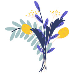 Flat vector illustration set of flower bouquet. Spring small bouquets of wildflowers. Cute illustration.