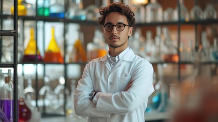 Portrait of a scientist in a white lab coat