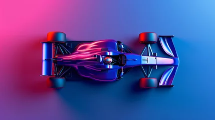 Fotobehang a blue and pink race car © Ion