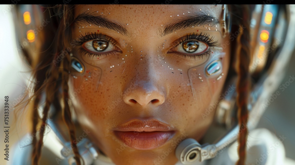 Canvas Prints  a beautiful female African American cyborg-robot 