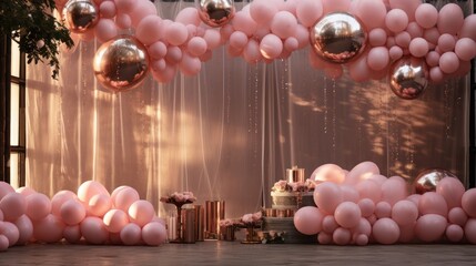 Classy pink balloon embellishments for a jubilant celebration.