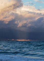 Fototapeta premium Clouds over the shore of malaga, in the mediterranean sea