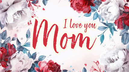 Vector watercolor banner with beautiful flowers framed for mother's day. Feliz dia de la madre