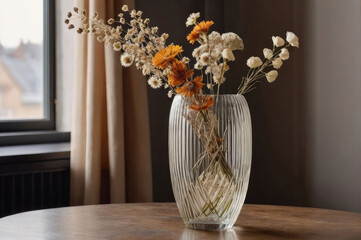 A vase with dried flowers